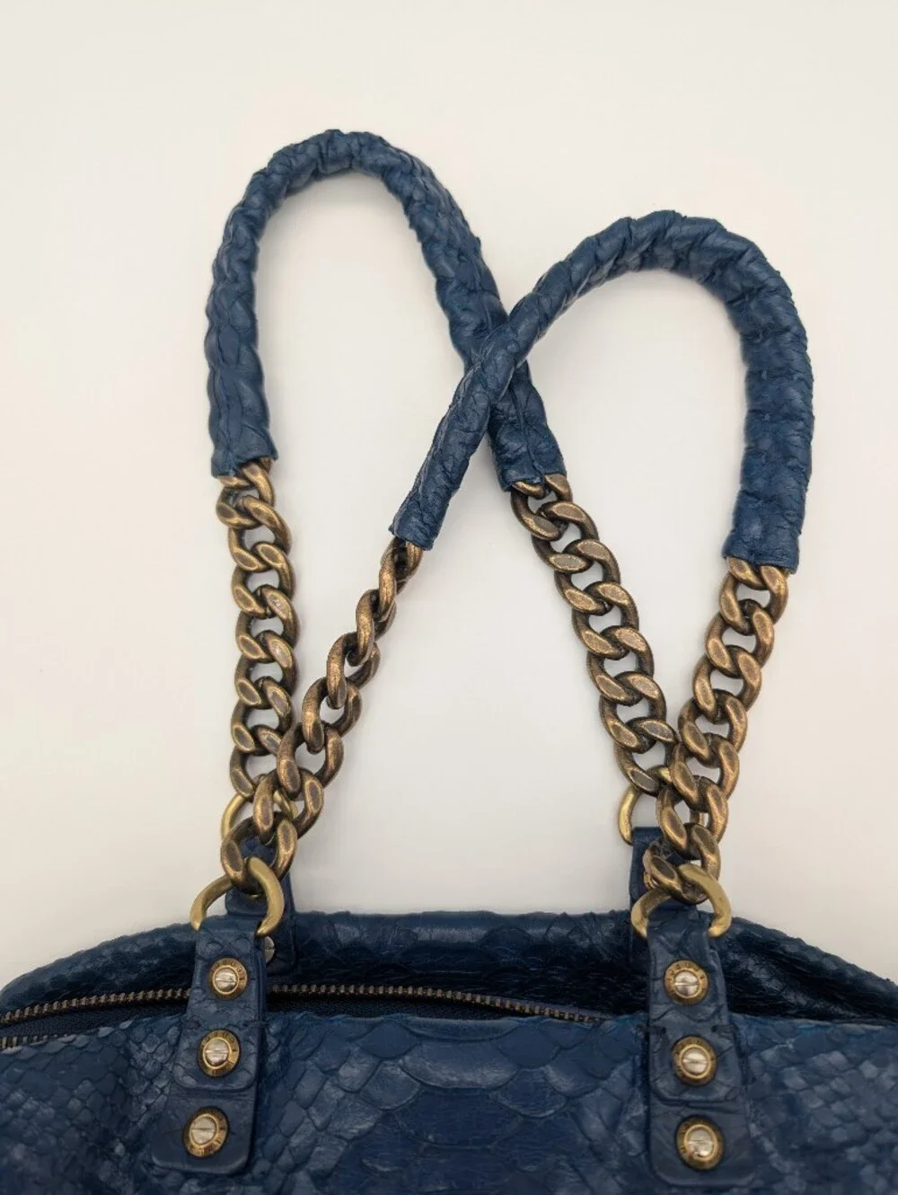 Henri Bendel A-List Exotic Snakeskin Python Embossed Leather Satchel Barrel Bag